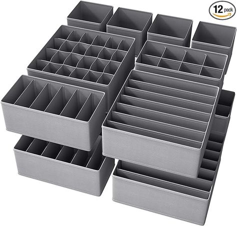 Amazon.com: NAC HOOH Drawer Underwear Organizer Divider Fabric Foldable Dresser Storage Basket Organizers and Storage Bins for Storing Bra Ties Lingerie Undies Sock Panty Belts Clothes Scarves Grey : Home & Kitchen Pink Penthouse, Flip Flop Storage, Storing Bras, Bedroom Drawer Organizer, Drawers Ideas, Clothes Drawer Organization, Dresser Bathroom, Closet Storage Drawers, Dresser Drawer Organization