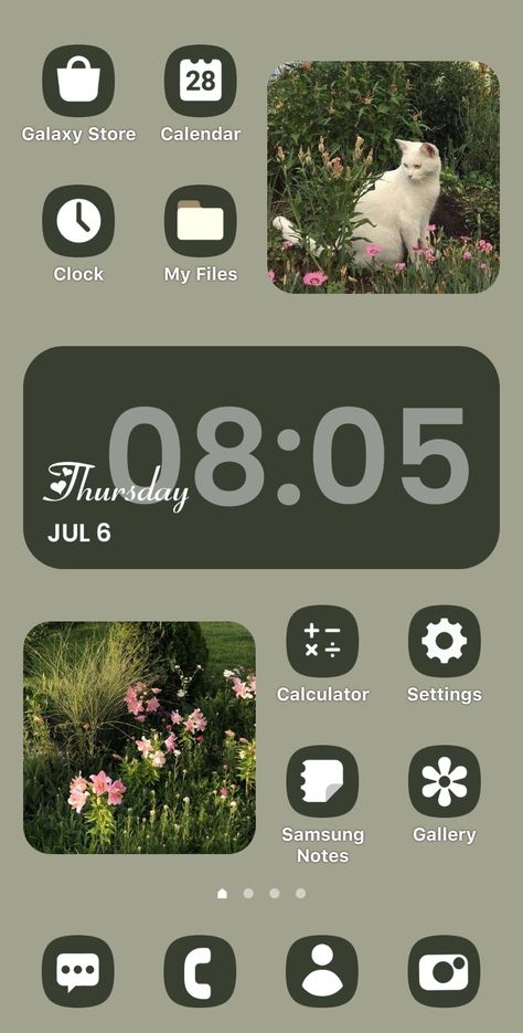 #samsung#android#aesthetic#green Wallpaper Themes Android, Aesthetic Wallpaper For Samsung, Aesthetic Themes For Android, Samsung Lockscreen Aesthetic, Best Themes For Android, Android Homescreen Ideas, Phone Layout Ideas Android, Samsung Wallpaper Aesthetic, Samsung Phone Aesthetic