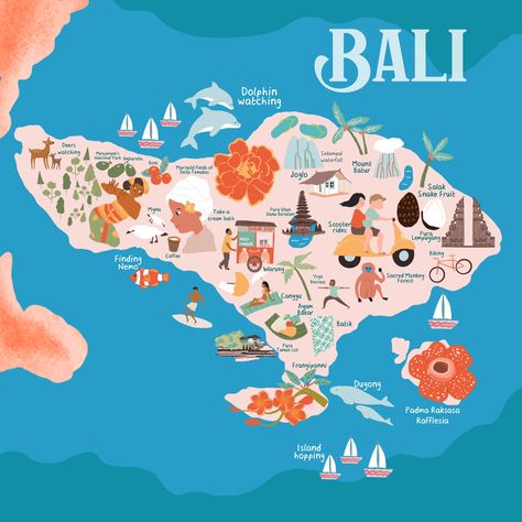 Bali Map Travel, Bali Map Illustration, Bali Illustration, Diversity Illustration, Bali Wallpaper, Bali Map, Black Hd Wallpaper Iphone, Bali Travel Photography, Philippine Map