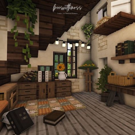 Minecraft House Interior Living Rooms, Minecraft Interior Design Living Rooms, Minecraft Couch, Living Room Minecraft, Minecraft Living Room Ideas, Cozy Minecraft, Minecraft Cherry Blossom House, Minecraft Village Ideas, Pfp Minecraft