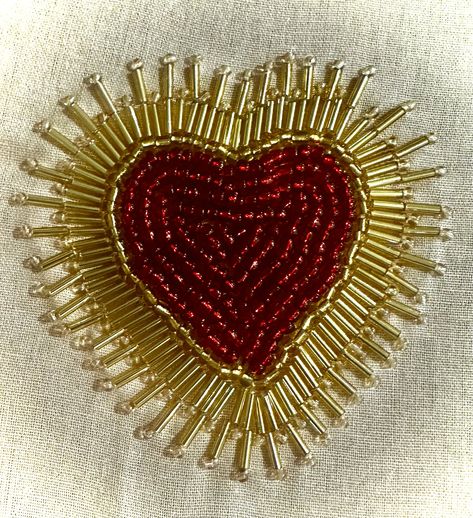 Beaded embroidery Gold Bead Embroidery, Beaded Sun Embroidery, Beaded Embroidery Aesthetic, Beading Techniques Fabric, Sun Bead Embroidery, Beaded Embroidery On Clothes, Beading On Clothes, Bead Embroidery Tshirt, Beading Aesthetic