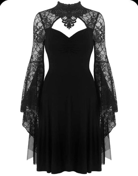 Dark Fits, Goth Ideas, Salem Trip, Gothic Coffin, Vampire Dress, Polyvore Items, Dark In Love, Spooky Style, Long Sleeve Skater Dress