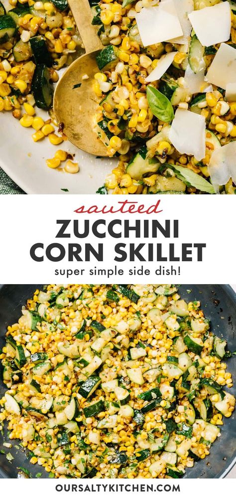 Sautéed Corn, Grilled Protein, Aldi Meals, Zucchini Side Dish Recipes, Zucchini Skillet, Meal Budget, Zucchini Dishes, Veggie Medley, Sautéed Zucchini