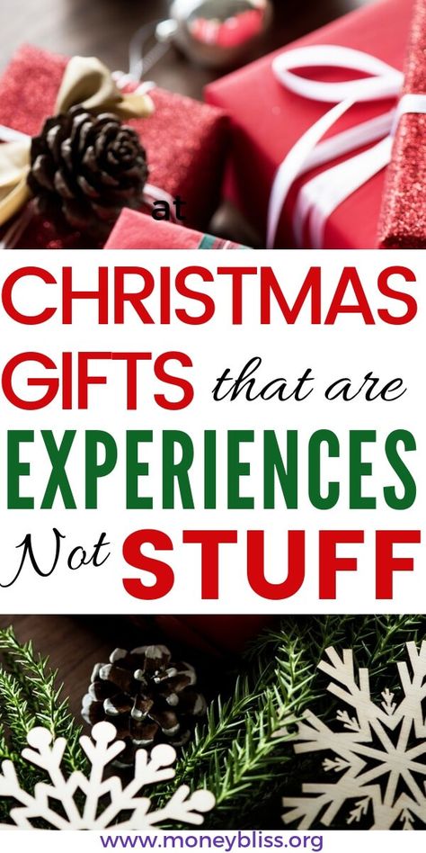 Perfect alternatives to gifts! Give Christmas gifts that are experiences not stuff. These non-toy gift ideas for kids are meaningful gifts they will treasure for a lifetime. #gifts #experiences #moneybliss Simplicity Parenting, Gift Experiences, Toy Money, Non Toy Gifts, Meaningful Christmas, Christmas Experiences, Alternative Christmas, Mom Tips, Gift Of Time