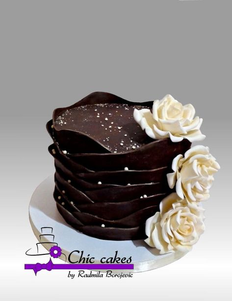 Elegant chocolate cake - cake by Radmila Elegant Chocolate Cake Design Birthday, Beautiful Chocolate Cake Design, Chocolate Aesthetic Cake, Dark Chocolate Birthday Cake, Choclet Cake Designs, Dark Chocolate Cake Design, Chocolate Cake Decoration Elegant, Elegant Chocolate Cake Design, Unique Chocolate Cake Design