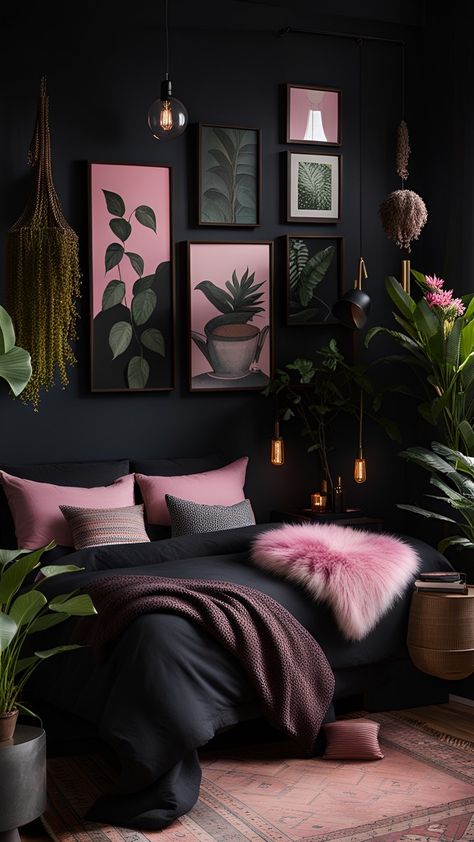 Tiny Cottages, Bedroom 2023, Gothic Interior, Furniture Architecture, Feminine Bedroom, Pink Bedroom Decor, Dark Home Decor, Bedroom Decor Inspiration, Dekorasi Kamar Tidur