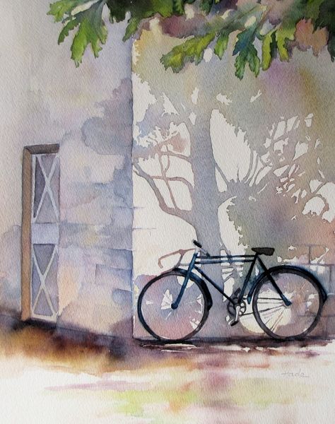 Energy Independence II Bicycle Painting, Bicycle Art, 수채화 그림, Bike Art, Watercolor Inspiration, Art And Illustration, Art Techniques, 그림 그리기, Watercolor Illustration