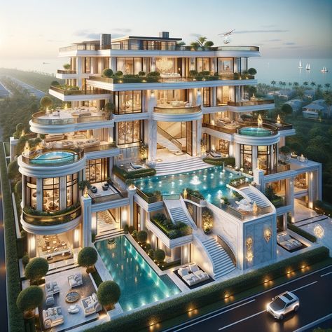 Luxury Mention House, Expensive Mansions Luxury, Luxury Villa With Pool, Beautiful Swimming Pools Luxury, Big Modern Mansion, Huge Houses Mansions, Beautiful Mansions Luxury Dream Houses, Mansions With Pools, Mega Modern Mansion