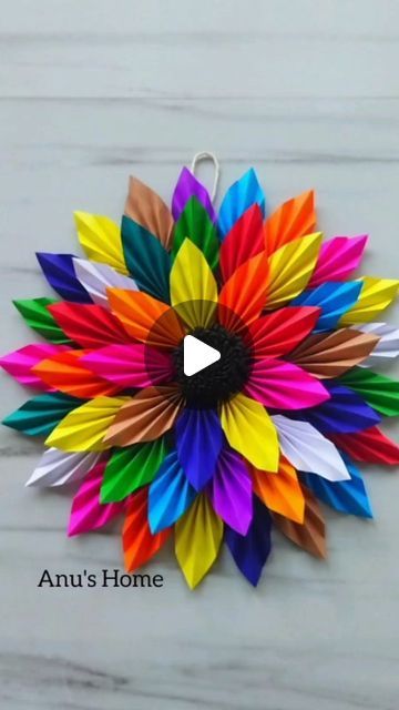 Paper Wall Decorations Diy, Paper Flower Wall Hanging Diy, Craft Ideas For Wall Decoration, Diy Wall Crafts Home Decor, Wall Hangings Diy Home Decor, Paper Crafts Wall Decoration, Wall Hanging Diy Paper Flower, How To Make Wall Hanging With Paper, How To Hang Wall Decor