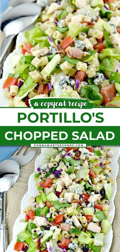 Portillos Chopped Salad, Chopped Salad Recipes Copycat, Sweet Italian Dressing, Chopped Salad Dressing, Pasta Bacon, Best Salads, Cat Side, Best Salads Ever, Chopped Salad Recipes