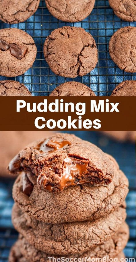 Pudding Mix Cookies, Instant Pudding Desserts, Instant Pudding Recipes, Chocolate Pudding Cookies, Pudding Cookies Recipes, Chocolate Chip Pudding Cookies, Chocolate Pudding Recipes, Sugar Cookie Mix, Sugar Free Pudding