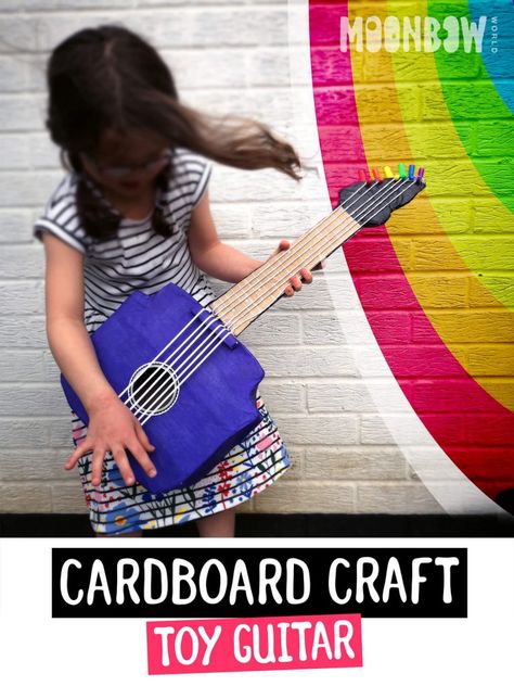 Craft Guitar, Toy Guitar, Guitar Crafts, Learning For Kids, Cardboard Craft, Steam Learning, Guitar Kids, Stem Steam, Pretend Play Toys