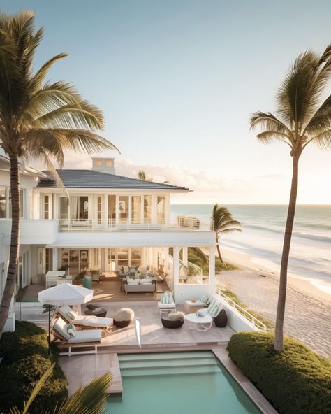 Beachside House, Houses By The Beach, Beach Mansion, Beachfront House, Beach House Exterior, Luxury Beach House, Beachfront Home, Dream Beach Houses, Dream Life House