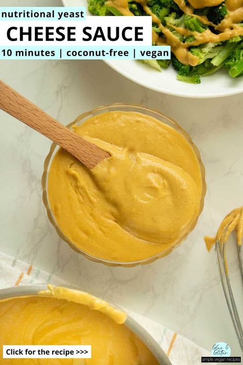 Creamy, rich nutritional yeast cheese sauce comes together in just 10 minutes on the stovetop. It's great for dipping tortilla chips, drizzling on veggies, and even using in place of dairy cheese for dishes like nachos or mac and cheese. Nutritional Yeast Cheese, Vegan Cheese Sauce Nut Free, Nutritional Yeast Uses, Nutritional Yeast Cheese Sauce, Dairy Free Cheese Sauce, Quick Mac And Cheese, Cheese Sauces, Budget Vegan, Non Dairy Cheese