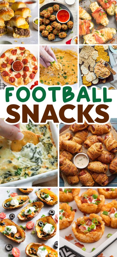 Football Snacks – If you’re hosting a football-watching party, these football snacks are going to come in handy! Easy and fun game day finger foods and dips that are sure to please your party guests on the big Game Day! Easy Snacks For Game Day, Super Bowl Grazing Table, Football Tailgate Party Food, Super Bowl Party Food Appetizers Dips, Snack For Game Night, Sides For Football Party, Gameday Finger Foods, Easy Appetizers For Football Game, Appetizer Recipes For Football Games