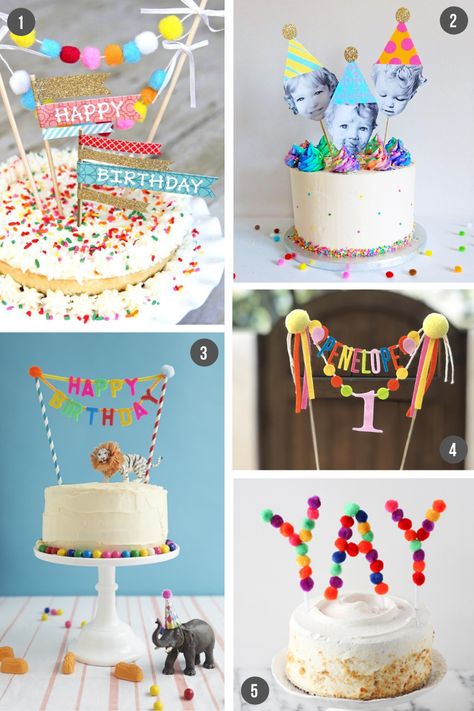 Easy Birthday Cake Ideas for Kids | These simple cake decorating ideas are great for beginners and include cakes for boys and girls. We show you everything from how to decorate a cake with candy and cookies, to how to make a fun construction cake, one with rainbows or craft a cute DIY cake topper. You're sure to find a birthday cake that's easy to make and that your child will love. First Birthday Cake Decorating Ideas, Birthday Cake Diy Decorations, Birthday Cake Toppers Diy, Childs Birthday Cake, Girl Birthday Cakes Easy, Easy Cakes For Kids To Make, Diy Birthday Cake For Girls Easy, Diy Cake Decor, Diy Birthday Cake For Him