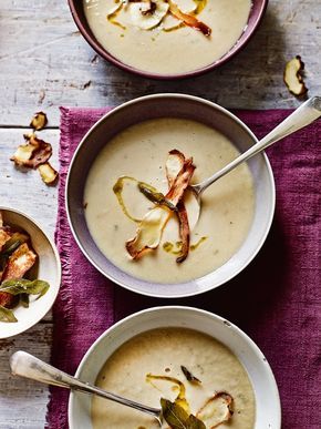 Parsnip, sage & white bean soup Easy Vegetable Soup, Beans Vegetable, Parsnip Soup, Winter Soup Recipe, Jamie Oliver Recipes, White Bean Soup, Winter Soups, White Bean, Healthy Soup Recipes