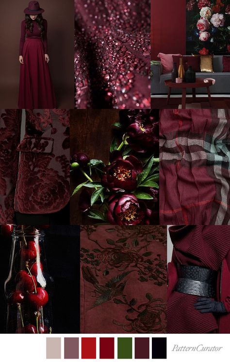 Pattern Curator BLACK CHERRY Glam Branding, Silver Werewolf, Pattern Curator, Deep Winter Palette, Deco Rose, Design Boards, Color Schemes Colour Palettes, Mood Colors, Color Trends Fashion