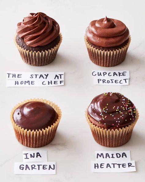 I Tried Four Popular Chocolate Cupcake Recipes and Found the Best One | Kitchn Basic Cupcake Flavors, Chocolate Velvet Cupcakes, Best Chocolate Cupcake Recipe, Basic Cupcakes, Chocolate Ganache Cupcakes, The Stay At Home Chef, Chocolate Cupcake Recipe, Cupcake Project, Best Chocolate Cupcakes