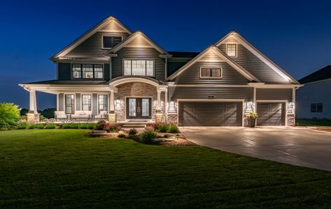 Photo Gallery | Outdoor Lighting Perspectives Outdoor Lighting Ranch House, Exterior Can Lights On House, Spot Lights Exterior, Exterior House Peak Lighting, Lighting On House Exterior, Outdoor Craftsman Lighting, Recessed Lighting Outside House, Exterior Accent Lighting, Eve Lighting Exterior