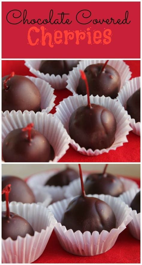 Cherry Chocolate Recipes, Chocolate Covered Cherries Recipe, Cherry Recipe, Dessert Aux Fruits, Chocolate Covered Cherries, Candy Recipes Homemade, Cherry Recipes, Homemade Candies, Chocolate Cherry