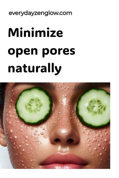 Minimize open pores naturally. Close-up of a person's face with cucumber slices on the eyes and water droplets on the skin. How To Close Open Pores On Face, Open Pores On Face, Pores On Face, Overnight Skin Care, Big Pores, Homemade Facial Mask, Subcutaneous Tissue, Open Pores, Skincare Routines