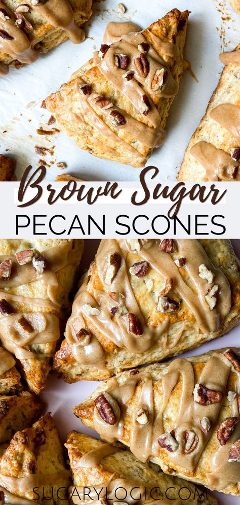 Cinnamon Pecan Scones Recipe, Pecan Pie Scones, Baked Goods Recipes Breakfast, Salted Caramel Scones, Brown Butter Scones, Butter Pecan Scones, Dark Chocolate Scones, What To Serve With Scones, Scones Recipe Christmas