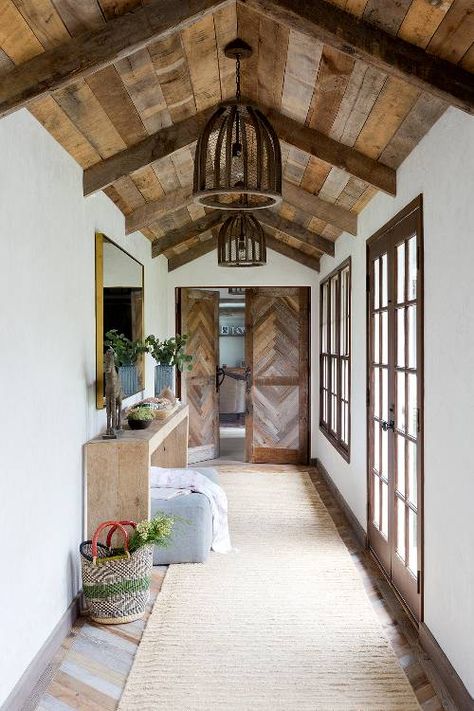 farmhouse decor, wooden ceiling, statement ceiling #ceiling Sunroom Makeover, Malibu Beach House, Wooden Ceilings, Beach House Interior, Wood Ceilings, Ranch House, Beach House Decor, Wooden Doors, My Dream Home