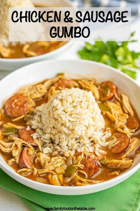 Easy Gumbo, Gumbo Recipe Easy, Chicken And Sausage Gumbo, Chicken Sausage Gumbo, Cajun Gumbo, Chicken Gumbo, Chicken And Sausage, Sausage Gumbo, Homemade Chicken Stock