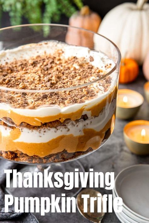 Thanksgiving Trifle, Gingerbread Trifle, Pumpkin Trifle, Pumpkin Gingerbread, Trifle Desserts, Biscoff Cookies, Pumpkin Cream Cheeses, Trifle Recipe, Gingerbread Cake