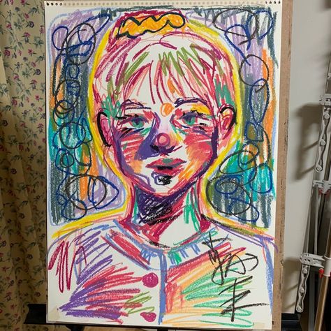 Acrylic Crayon Art, Crayons Art Ideas, Paint Your Emotions, Painting Ideas Crayons, Drawings With Crayons Ideas, How To Color With Crayons, Paint With Crayons, Drawing Ideas Crayon, Oilpastel Ideas