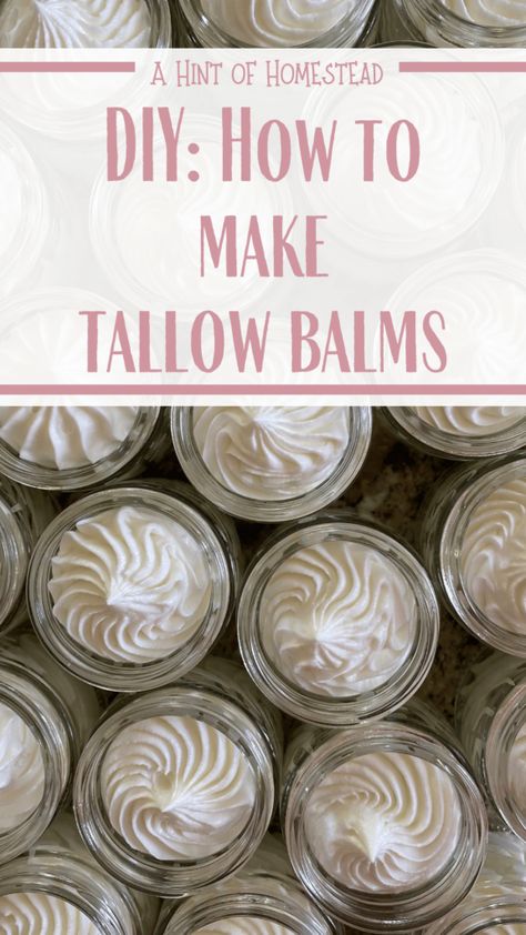 How to Make Tallow Balm DIY - A Hint of Homestead Making Tallow, Diy Tallow, Make Tallow, Tallow Recipe, Face Cream Recipe, Tallow Balm, Herbal Remedies Recipes, Lotion Recipe, Beef Tallow