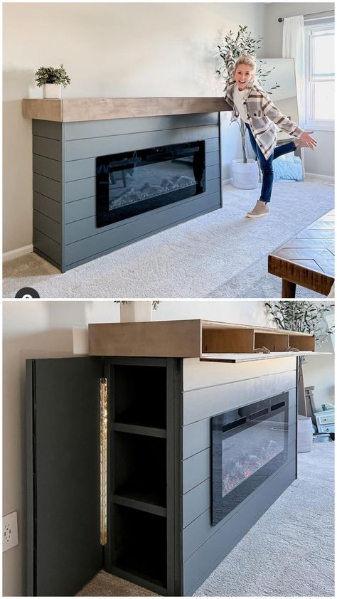 Fireplace Wall Ideas With Tv, Fireplace Wall Ideas, Build A Fireplace, Fireplace Tv Wall, Interior Design Per La Casa, House Interior Decor Ideas, Living Room Decor Fireplace, Fireplace Remodel, Room Curtains