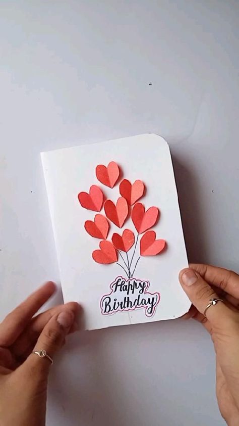 Birthday Cards Simple, Birthday Cards Creative, Birthday Cards Homemade, Paper Birthday Cards, Grandma Birthday Card, Happy Birthday Cards Diy, Birthday Card Ideas, Creative Birthday Cards, Cards Homemade