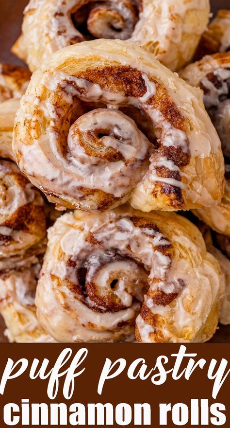 Cinnamon Rolls Made With Puff Pastry, Puff Pastry Cinnamon Roll, Puff Pastry Recipes Cinnamon Rolls, Cinnamon Danish Pastry, Cinnamon Rolls Using Puff Pastry, Flaky Cinnamon Rolls Recipes, Ready Rolled Puff Pastry Recipes, Cinnamon Scrolls Easy, Ready Made Pastry Recipes