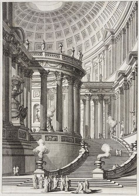 Giovanni Battista Piranesi - templo Giovanni Battista Piranesi, Starověký Egypt, Architecture Baroque, Architecture Antique, Bangunan Minecraft, Ancient Temple, Architecture Drawing Art, Classic Architecture, Temple Design