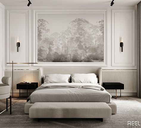 Neo Classic Interior Design Luxury, Neo Classical Bedroom, Classical Bedroom, Neo Deco, Bedroom Design Luxury, Pik 2, Classic Bedroom Design, Bedroom Interior Design Luxury, Bedrooms Decor