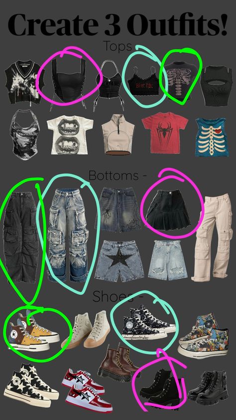 #createanoutfit #pickyouroutfit #pickyourfit #pickyouroutfit #createoutfits #goth #emo #alternative #hashtag #idk #beyou #beyourself Emo Clothes, Emo Outfits, Create Outfits, Thrift Shopping, Dream Wardrobe, Your Aesthetic, Cute Outfits, Energy, Wardrobe