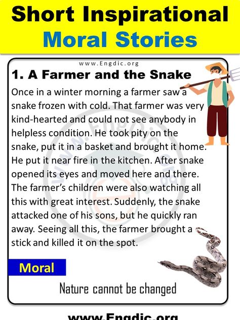 The post Short Inspirational moral Stories for Kids in English with PDF appeared first on Engdic. Small English Story, Short Moral Stories For Kids, English Composition, Story In English, Stories With Moral Lessons, English Moral Stories, Struktur Teks, 5 Little Monkeys, Reading Comprehension Practice