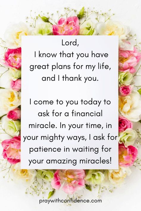 A prayer example if you are trying to pray for financial miracles. Times are tough, but God is good and He will answer our prayers! Christian Principles, Prayer For Prosperity, Transformation Church, Prayer For Help, Financial Blessing, Financial Prayers, Financial Blessings, Money Prayer, Finding Hope