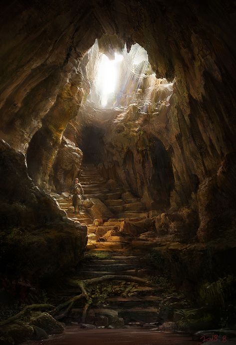 ArtStation - cave_path, Donghee Han Mountain Cave, Cave Drawings, Landscape Concept, Fantasy Places, Art Station, Fantasy Aesthetic, Fantasy Concept Art, 판타지 아트, Environment Design