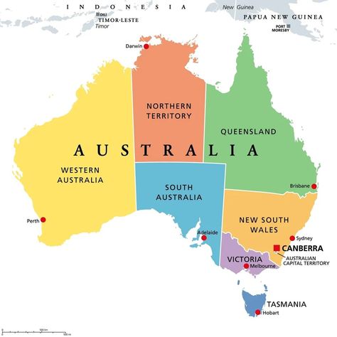 Australian States and Territories | Mappr Australia Continent Map, Australia Map Aesthetic, Australia Map Illustration, Peta Australia, Year 2 Worksheets, Instagram Hilight, Oceania Map, Australia Continent, Instagram Hilight Ideas