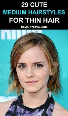 Easy Hairstyles For Thinning Hair, Haircuts For Thinning Hair Over 50, Feminine Haircuts, Girls Haircut, Cute Medium Length Hairstyles, Medium Fine Hair, Fine Hair Cuts, Emma Bunton, Side Bangs Hairstyles