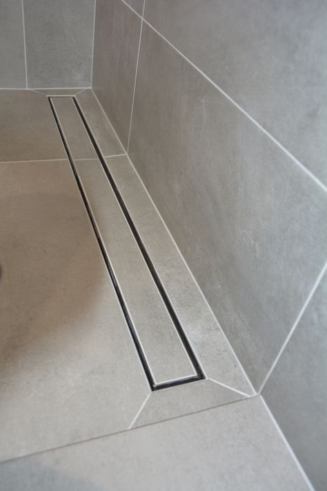 Homely Bathroom, Bathroom With Floor Drain, Shower Drain Ideas, Linear Shower Drain Ideas, Linear Shower Drain Master Bath, Bathroom Ideas Master, Linear Drain Shower Floor, Linear Floor Drain, Bathroom Ideas Decor