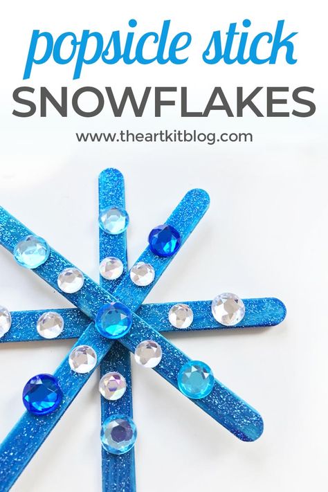 Quick Easy Crafts For Kids, Preschool Snowflake Craft, Star Crafts For Toddlers, January Crafts For Kids Elementary, Snowflake Craft Preschool, Easy Winter Crafts For Toddlers, Prek Art, Popsicle Stick Snowflake, Speech Crafts