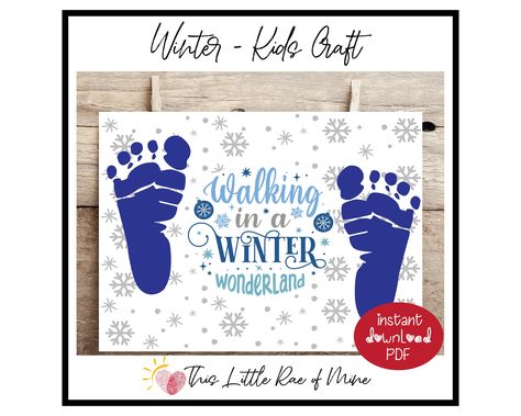 Christmas Footprint Crafts, Baby Footprint Crafts, Baby Christmas Crafts, Printable Diy Crafts, Walking In A Winter Wonderland, December Winter, Document Frame, Footprint Crafts, Holiday Crafts Diy