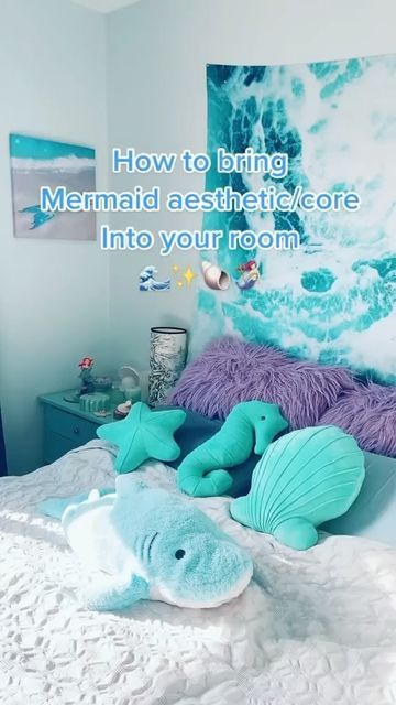 Girls Ocean Bedroom, Ocean Bedroom Ideas, Ocean Decor Bedroom, Ocean Room Ideas, Mermaidcore Aesthetic, Underwater Bedroom, Ocean Themed Rooms, Ocean Bedroom, Ocean Room Decor