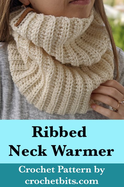 Crochet Ribbed Cowl Pattern Crocheted Neck Warmers Free Pattern, Crochet Dickie Pattern Free, Crochet Neck Cowl, Crochet Neck Warmers Free Pattern, Crocheted Cowl, Free Neck Warmer Crochet Pattern, Cowl Crochet, Ribbed Cowl Crochet Pattern, Neck Warmer Crochet Pattern Free