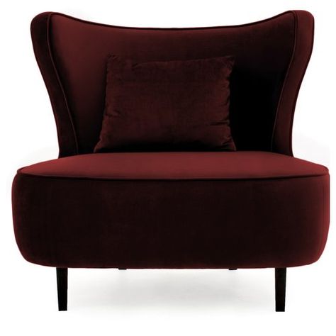 Giancarlo Tub Chair Mercer41 Upholstery Colour: Burgundy Red Maroon Chairs Living Rooms, Burgundy Armchair, Dark Red Home Decor, Maroon Sofas, Velvet Occasional Chair, Parisian Modern, Art Deco Accents, Curtains Living Room Modern, Red Floor