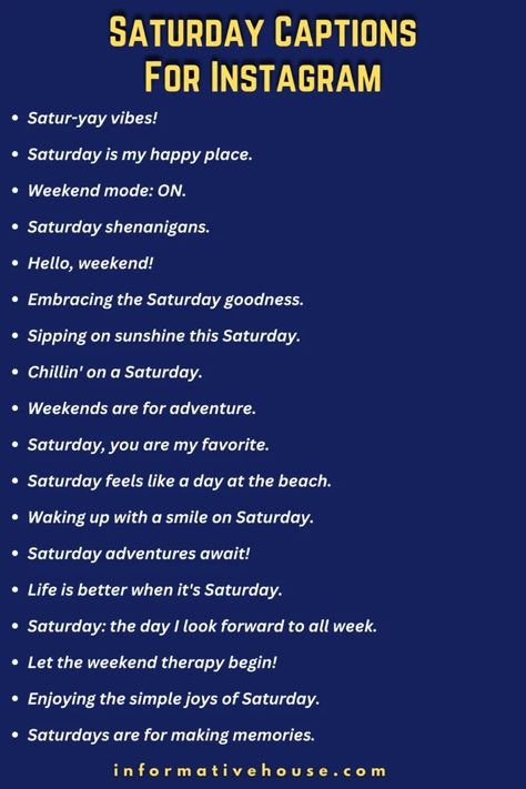 200+ Trending Saturday Captions For Instagram for Maximum Reach! A Day In A Life Captions, Good Time Captions Instagram, Evening Spent Well Captions, Day In My Life Captions, Captions For Weekend Fun, Saturday Quotes Instagram, Saturday Ig Captions, Caption For Good Day Spent, The Weekend Captions Instagram